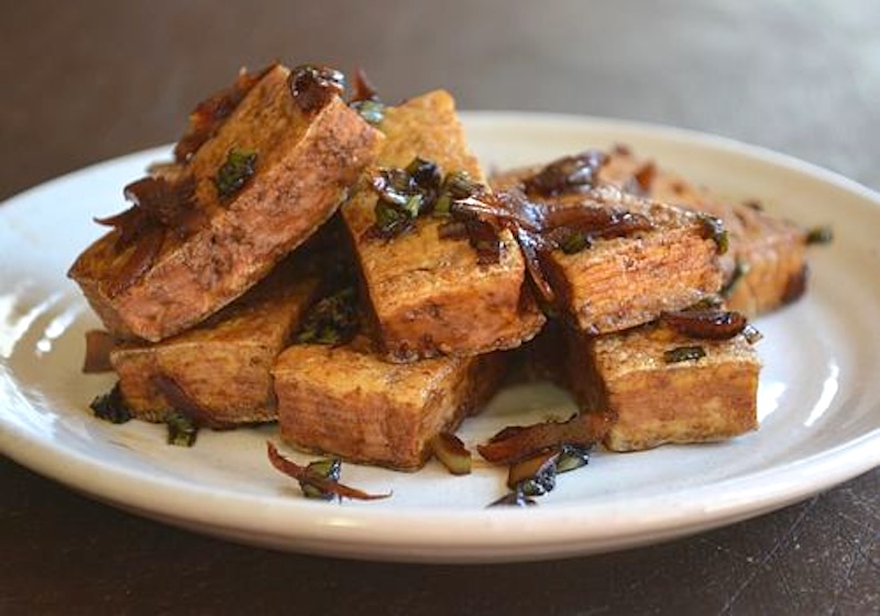 panfried tofu with pickled ginger