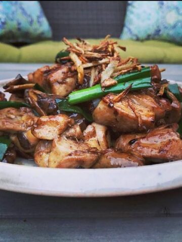 Cambodian-style gingery chicken and mushroom